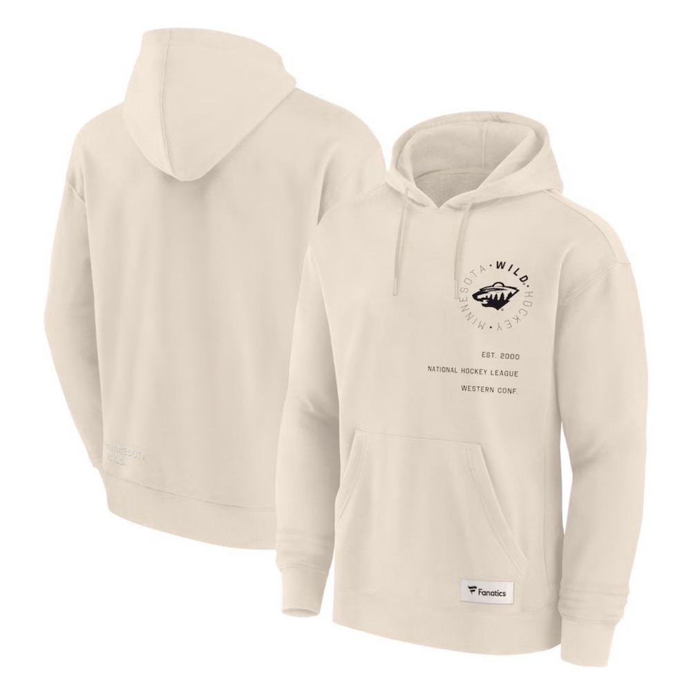 Fanatics Cream Minnesota Wild‎ Future Ground Info Pullover Hoodie Men's XL New
